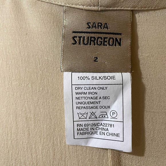 Vintage Sara Sturgeon Jacket & Skirt - Cream Silk - Size Medium - Picture 9 of 16